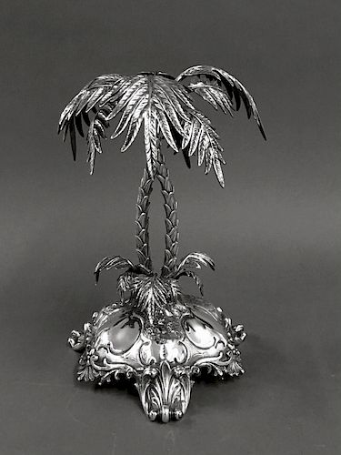 SILVER PLATED PALM TREE CENTERPIECE