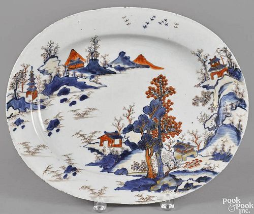 Chinese Imari palette platter, 19th c., with landscape decoration, 12 1/2'' x 15 1/4''.