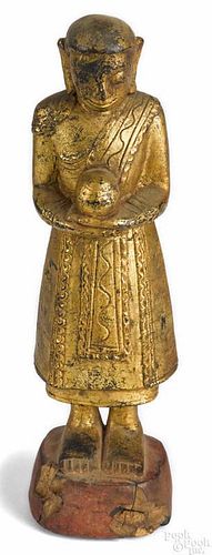 Chinese carved and gilt religious figure, 10'' h.