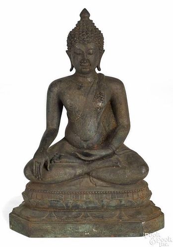 Taiwanese bronze figure of a seated Buddha, 14 1/2'' h.