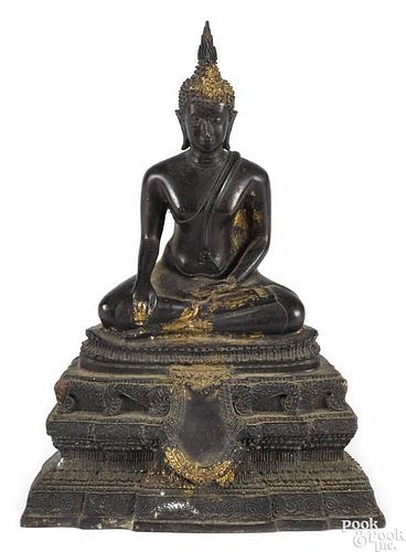 Taiwanese gilt bronze figure of Buddha, 11 1/4'' h.