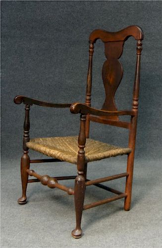 18THC. HUDSON VALLEY ARM CHAIR IN OLD RED 43" TALL