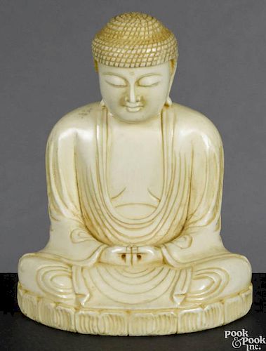 Japanese carved ivory Buddha, late 19th c., 3'' h.