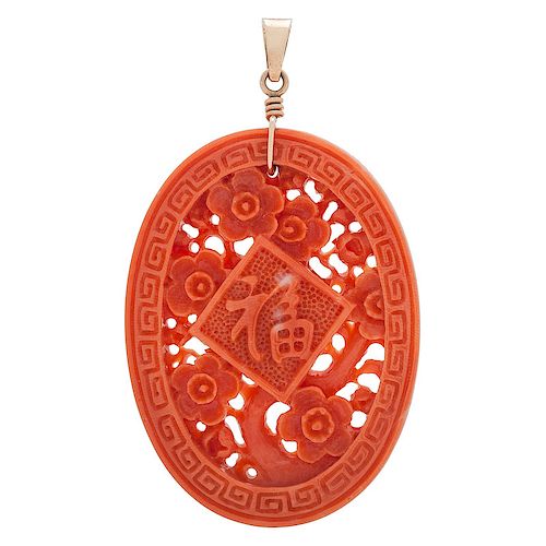 Carved Coral Pendant