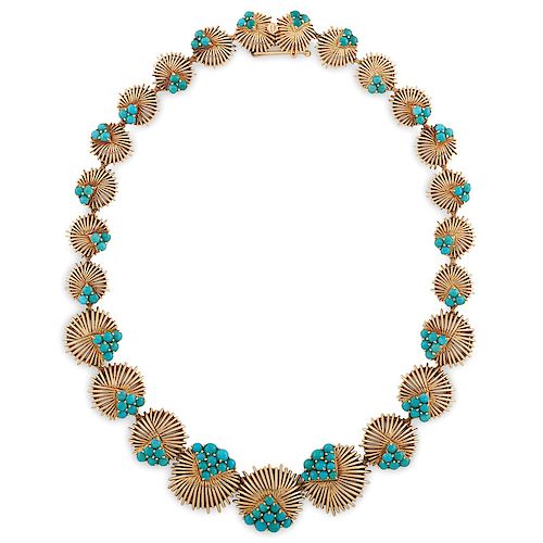 Tiffany & Co. 18 Karat Gold Turquoise Necklace