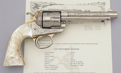Extremely Rare Cuno Helfricht Engraved Colt Single Action Bisley Model Revolver