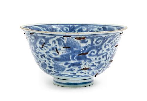 * A Chinese Blue and White Porcelain Bowl Diameter 8 1/2 inches.