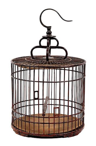* A Chinese Bamboo Birdcage Height 16 inches.