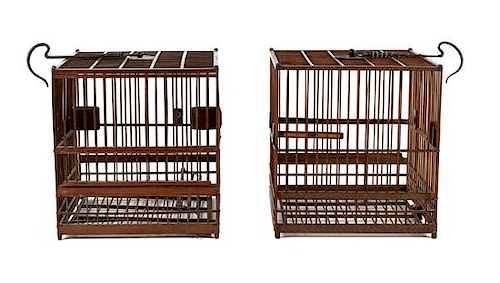 * Two Chinese Bamboo Birdcages Height of larger 9 3/4 inches.