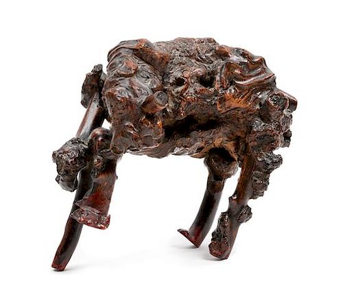 * A Chinese Rootwood Figure of an Ox Length 7 1/4 inches.
