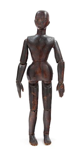 * A Chinese Hardwood Model of a Male Height 13 inches.
