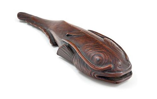 * A Japanese Carved Wood Model of a Fish Length 16 inches.