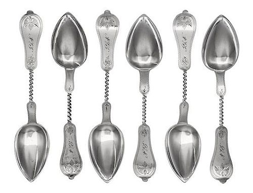 * A Set of Twelve American Coin Silver Tablespoons, Duhme & Co., Cincinnati, 19th Century, each having a Fiddle pattern handle w