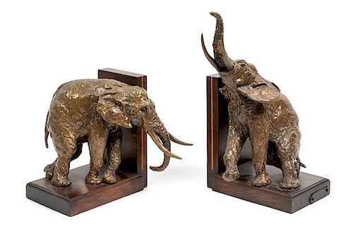 * Ary-Jean-Leon Bitter, (French, 1883-1973), Elephants (pair of works)