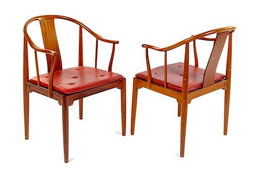 * Hans J. Wegner, (Danish, 1914-2007), Fritz Hansen, c. 1966 a pair of Model FH4283 chairs