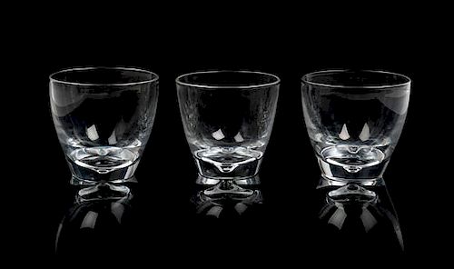 * A Set of Seven Steuben Glass Tumblers Height 3 1/2 inches.