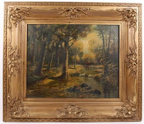 Oil on Canvas Landscape Painting, Signed H. Hall