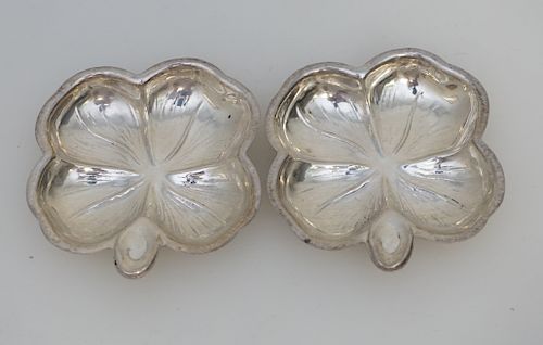 2 STERLING CLOVER NUT DISHES