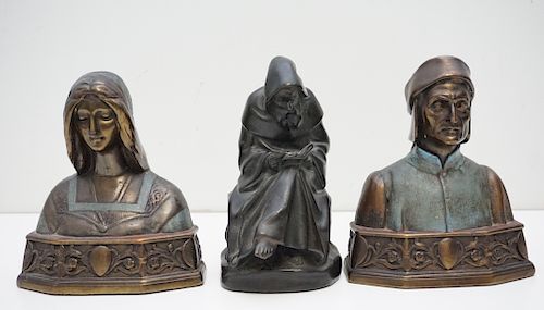 3 POMPEIAN BRONZE BOOKENDS