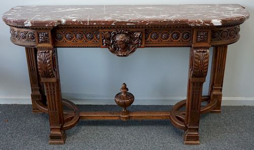 FRENCH CARVED MARBLE TOP CONSOLE