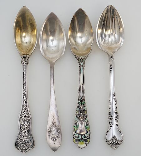 4 ANTIQUE STERLING FRUIT SPOONS TIFFANY +
