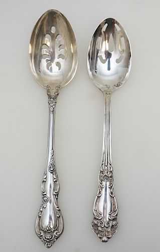 2 SILVER SERVING SPOONS - STERLING & PLATE