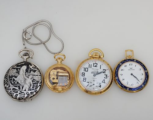 4 POCKET WATCHES WALTHAM + STERLING