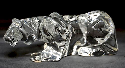 RETIRED BACCARAT CRYSTAL TIGER PAPERWEIGHT