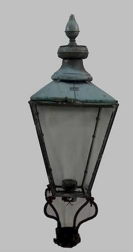 19THC. COPPER POST LANTERN BY FOSTER & PULLER