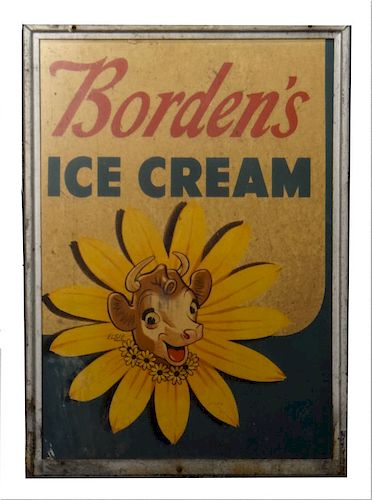 BORDEN'S DOUBLE SIDED STORE SIGN (20 1/8" X 28")