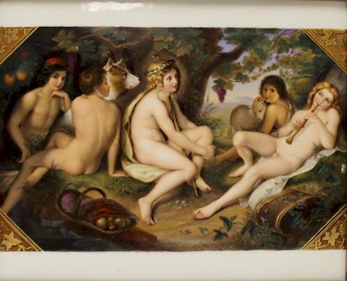 K.P.M. Signed Porcelain Plaque, Nude Grouping