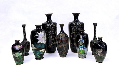 Group of Japanese Cloisonne Vases.