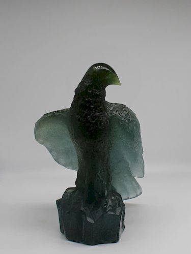 DAUM. Signed and Numbered Green Glass Eagle.