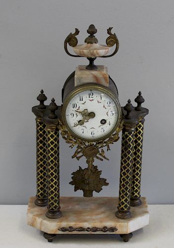 Antique Bronze Mounted Columnar Clock.