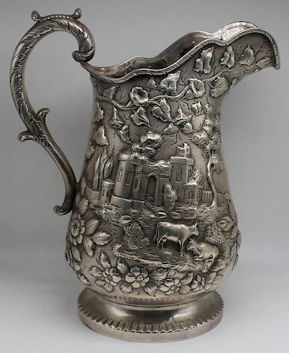 SILVER. S.Kirk & Son Coin Silver Pitcher.