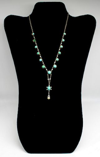 JEWELRY. Antique Turquoise, Pearl, and Diamond