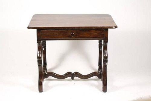French Louis XIV Walnut & Oak Table w/ One Drawer