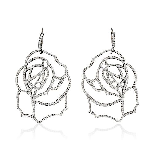 Vera Wang Titanium Rose Diamond Earrings