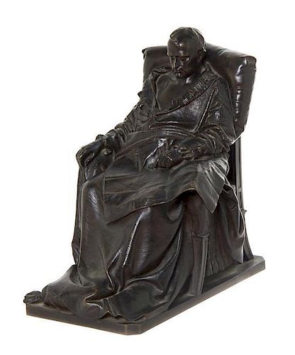 A French Bronze Figure, Vincenzo Vela (Italian, 1820-1891), Height 17 1/2 inches.