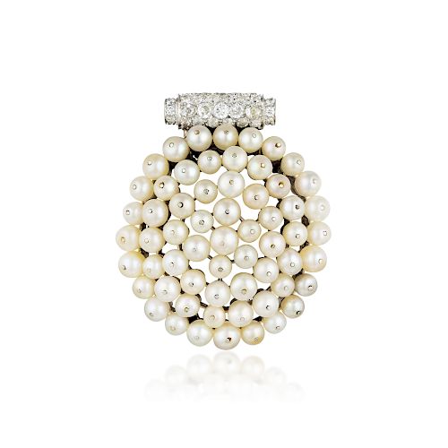 Rene Boivin Pearl and Diamond Brooch, Designed by Suzanne Belperron