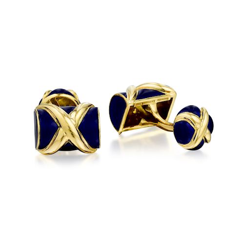 Schlumberger Tiffany & Co. Enamel Gold Cufflinks