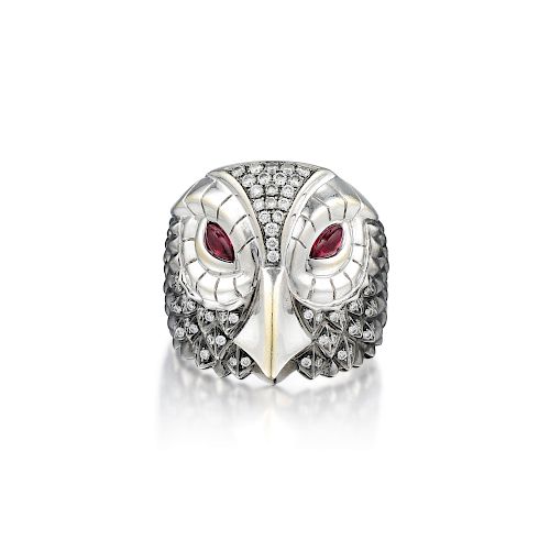 Stephen Webster Diamond and Ruby Owl Ring