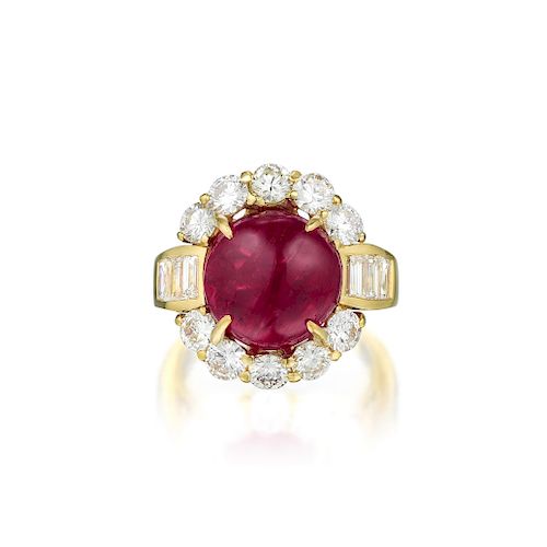 A 10.00-Carat Unheated Burmese Ruby and Diamond Ring