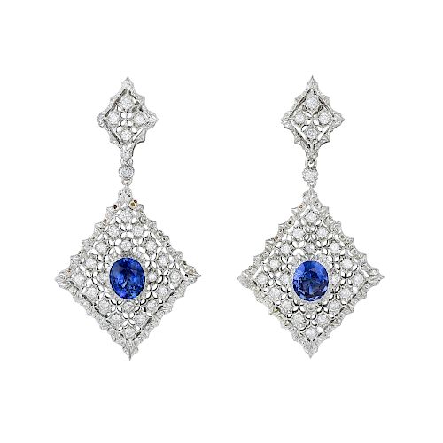 Mario Buccellati Sapphire and Diamond Earclips