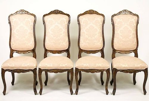 Set of 4 French Provincial Style Oak Side Chairs