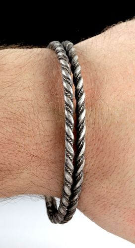 Viking Silver Twisted Double Wire Bracelet, 49.4 g