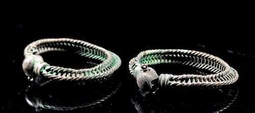 Lot of 2 Byzantine Silver Wire Bracelets, 94.8 g