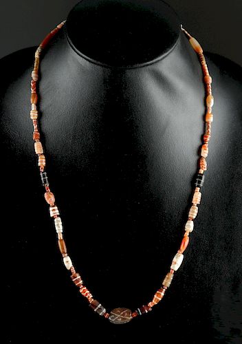 Bactrian Carnelian, Rock Crystal, & Agate Bead Necklace
