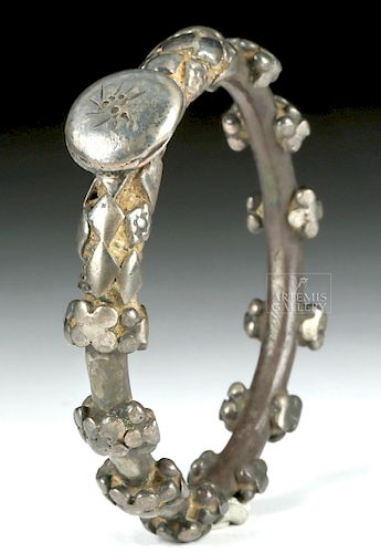 12th C. Indo-Persian Islamic Silver Bracelet, 131.9 g
