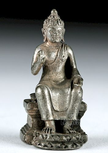 Early 20th C. Tibetan Brass Maitreya Amulet